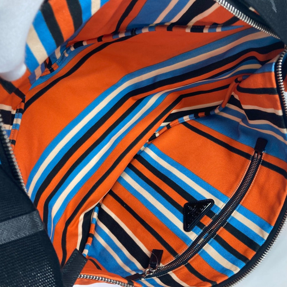 PRADA 2VY007 stripe bag crossbody Shoulder Bag Orange Blue x Black — Like New