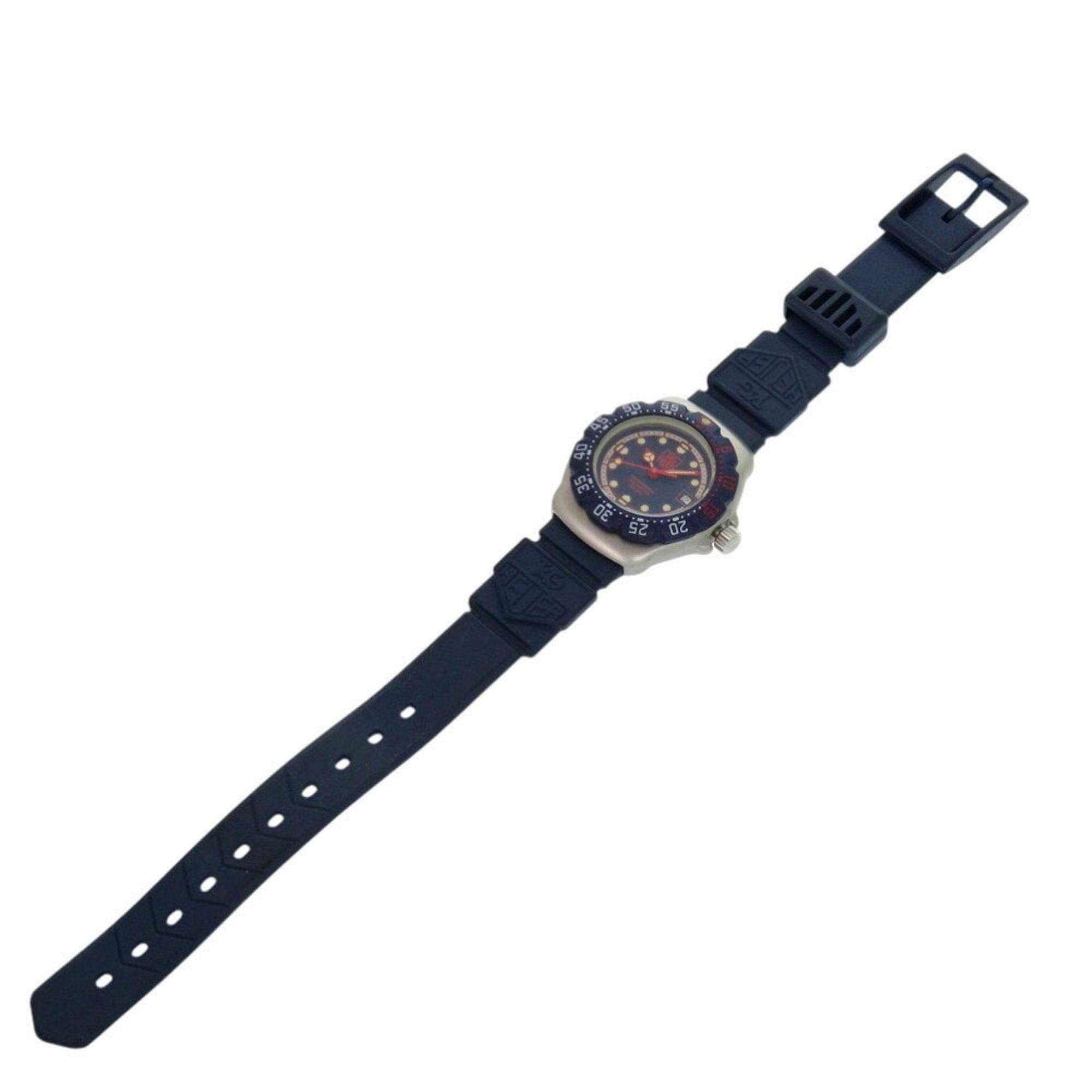 TAG Heuer Formula 1 370.508 Stainless Steel Rubber Navy Quartz Wristwatch 1911 HEUER — Very Good