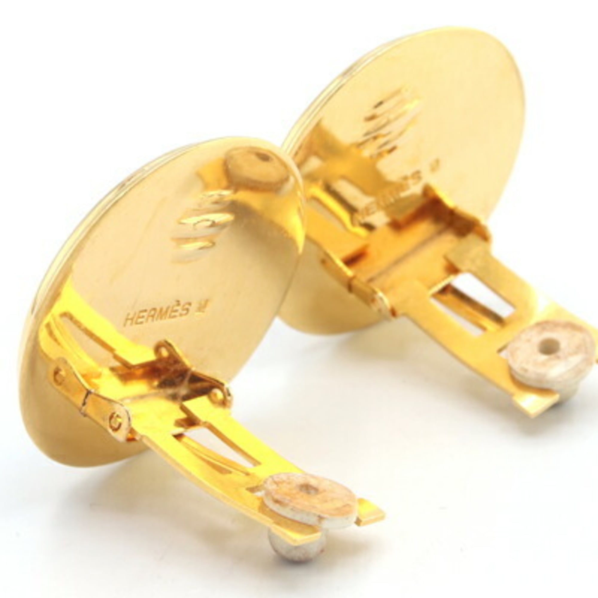 Hermes enamel earrings in gold and black metal with cloisonné, round for women.