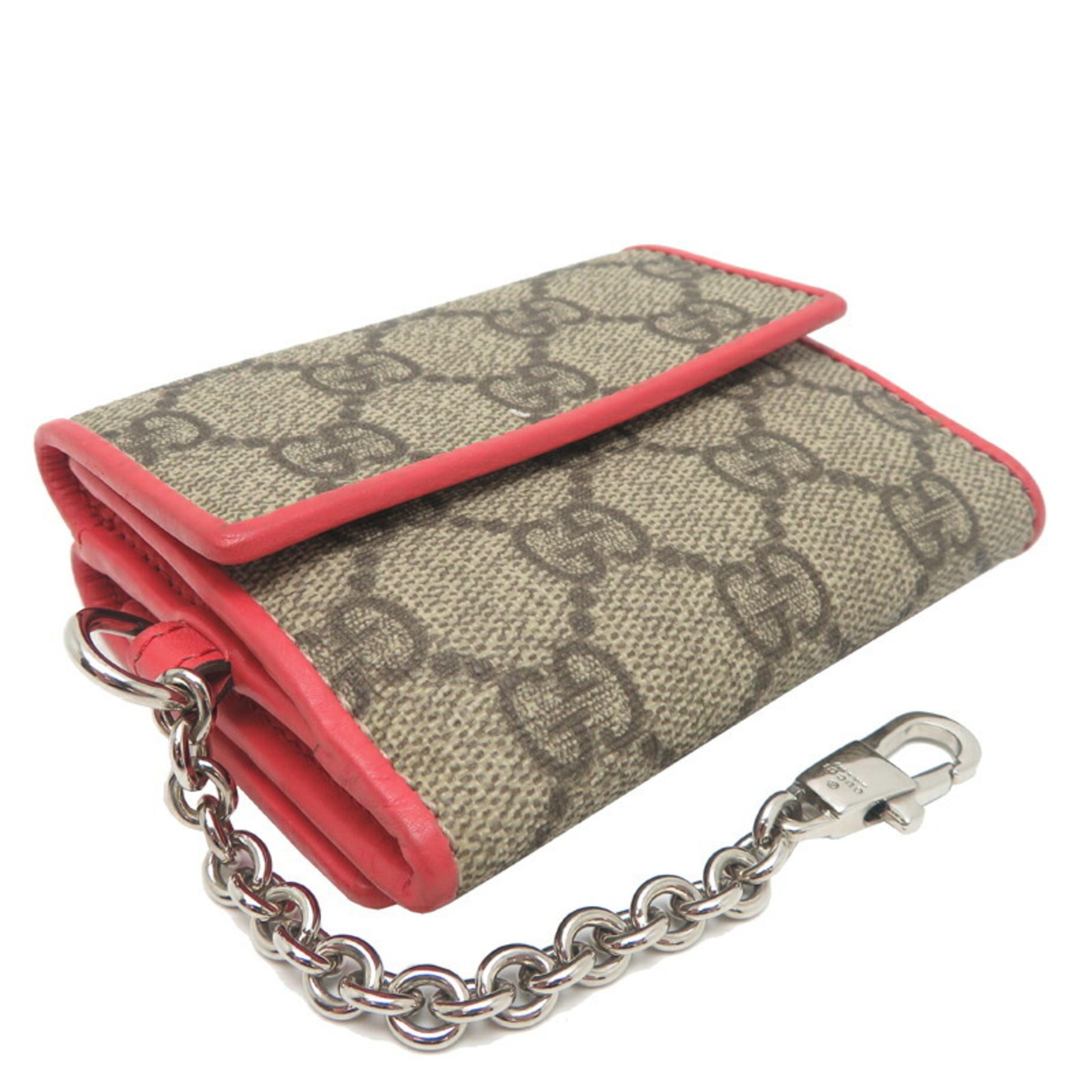Gucci GG Supreme Mini Wallet, Women's Tri-fold 256442, Beige Leather