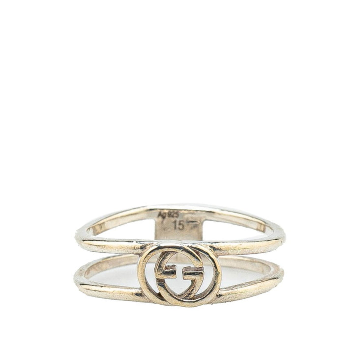 Gucci Interlocking G Slim Open Band Ring #15 SV925 Silver Women's GUCCI
