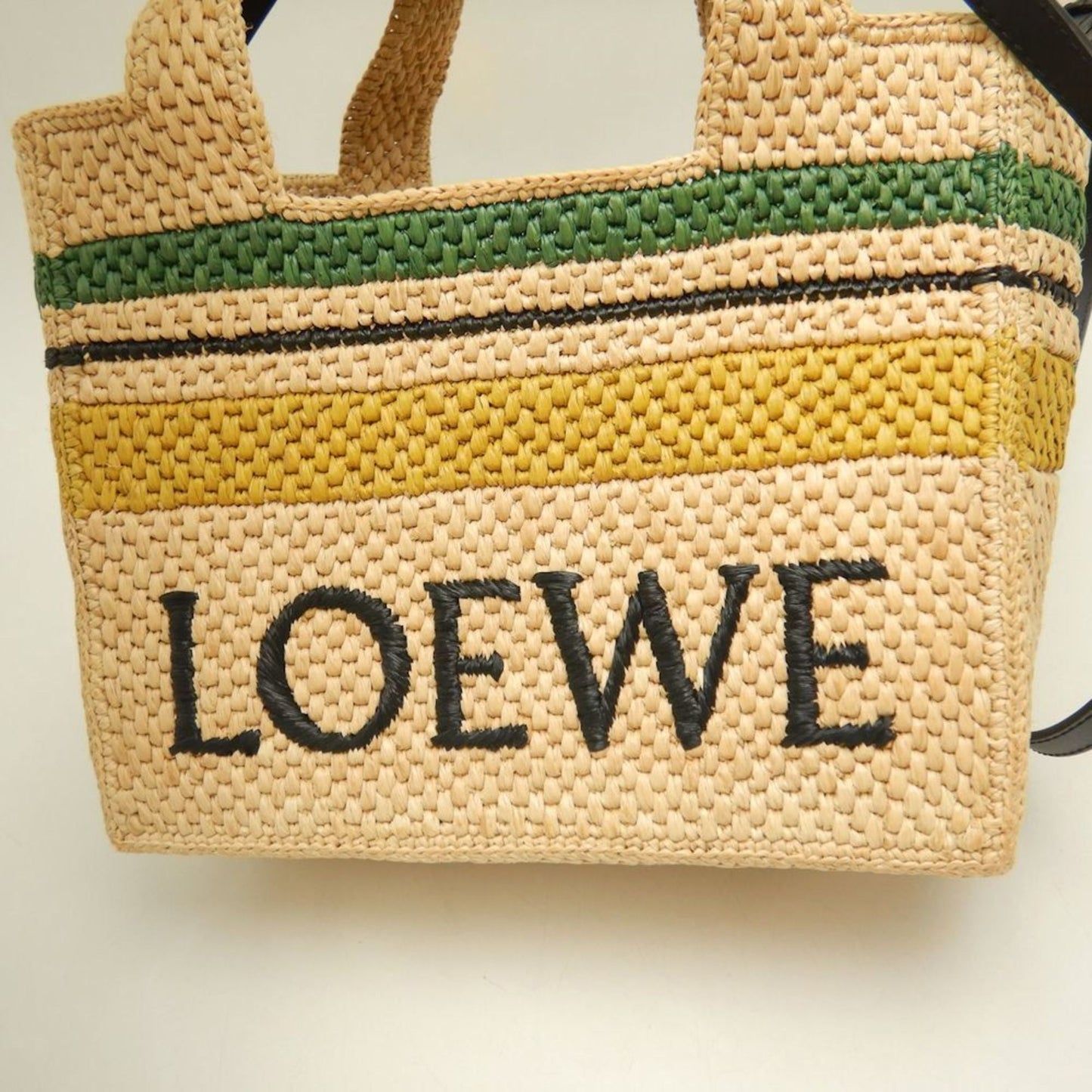 LOEWE Font Stripe Tote Bag A685B61X04 in Natural Raffia, Women's, 253423