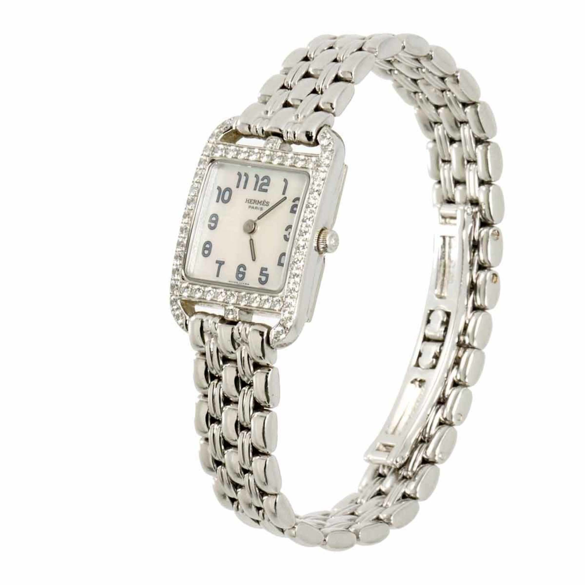 Hermes Cape Cod Mini CC1 192 Women's Watch, Diamond Bezel, White Shell, 18K Gold, Solid Quartz Watch — Very Good