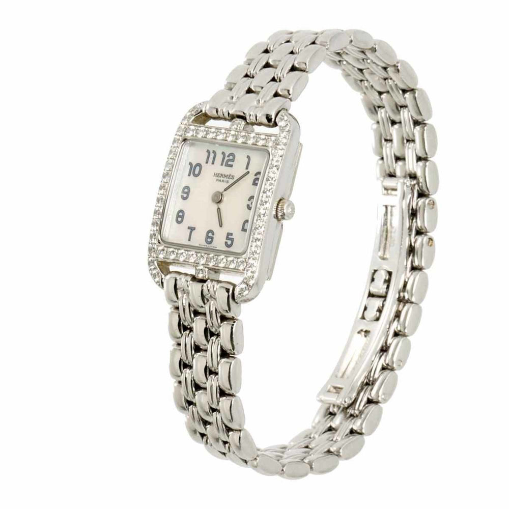Hermes Cape Cod Mini CC1 192 Women's Watch, Diamond Bezel, White Shell, 18K Gold, Solid Quartz Watch — Very Good