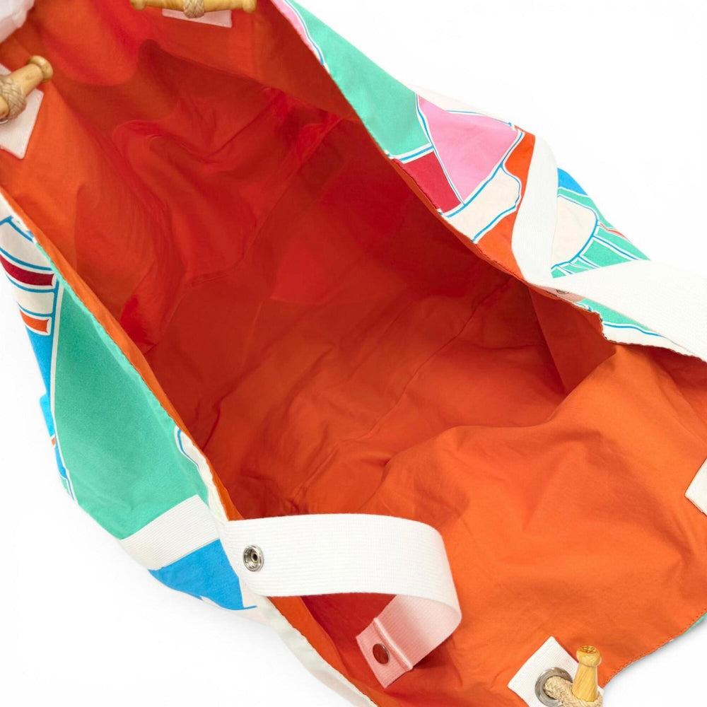 HERMES Cabas Drapeaux au vent Cotton Canvas Large Tote Bag Beach Multi-color Made in France Women's — Like New