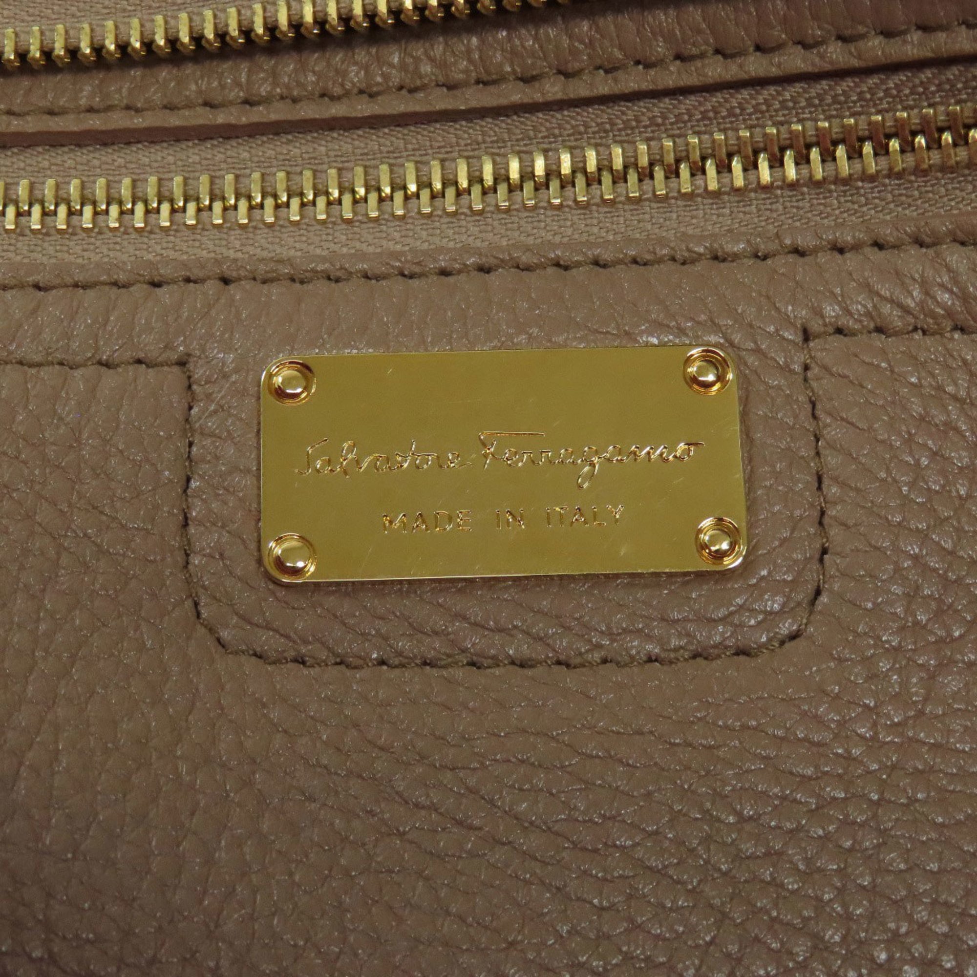 Salvatore Ferragamo Amy Gancini hardware leather tote bag for women.