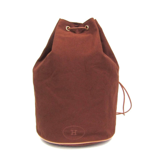 Hermes Polochon Mimil GM Women's Cotton,Leather Backpack,Shoulder Bag Brown