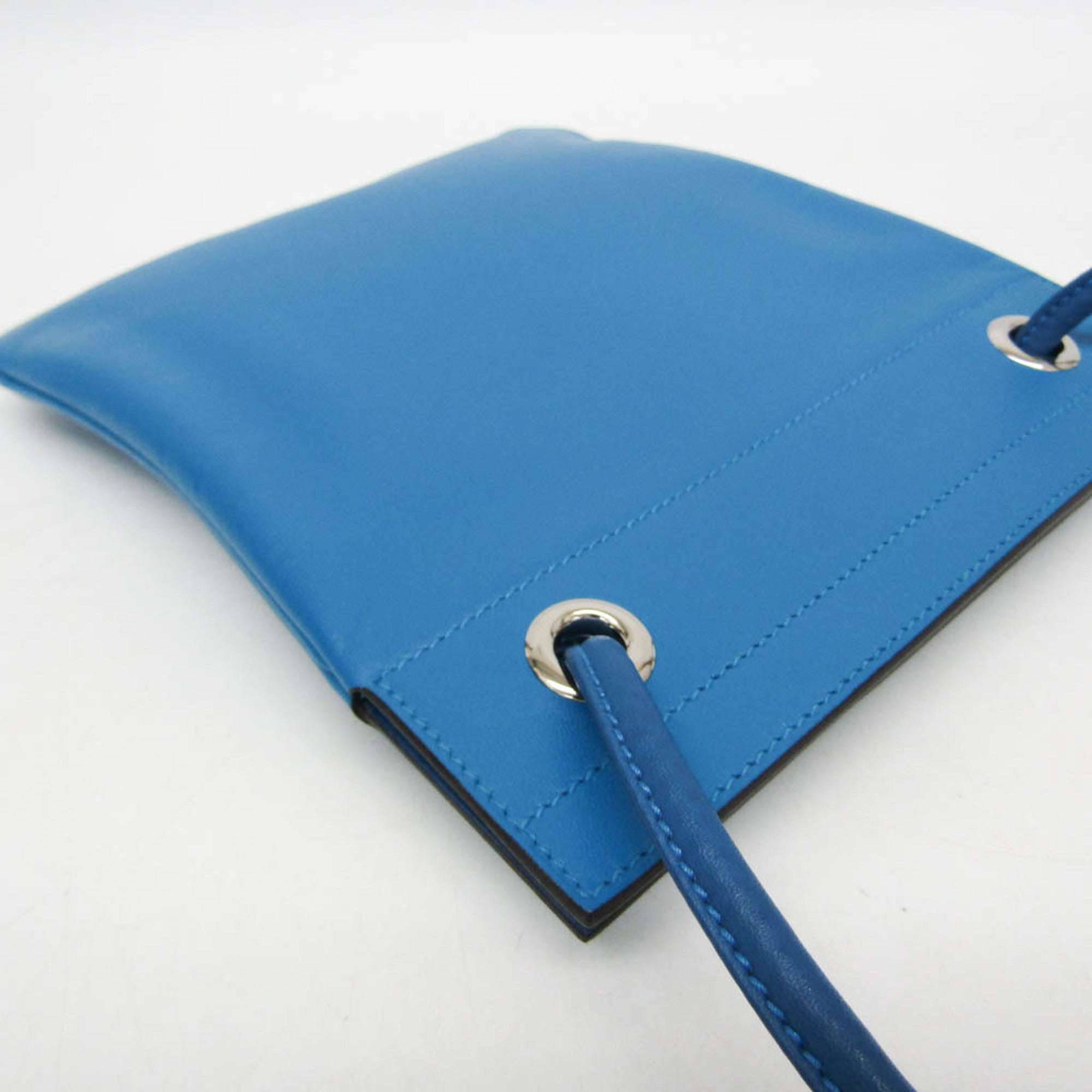 Hermes Aline Mini H082365CKAA Women's Agneau Milo,Swift Leather Shoulder Bag Blue — Like New