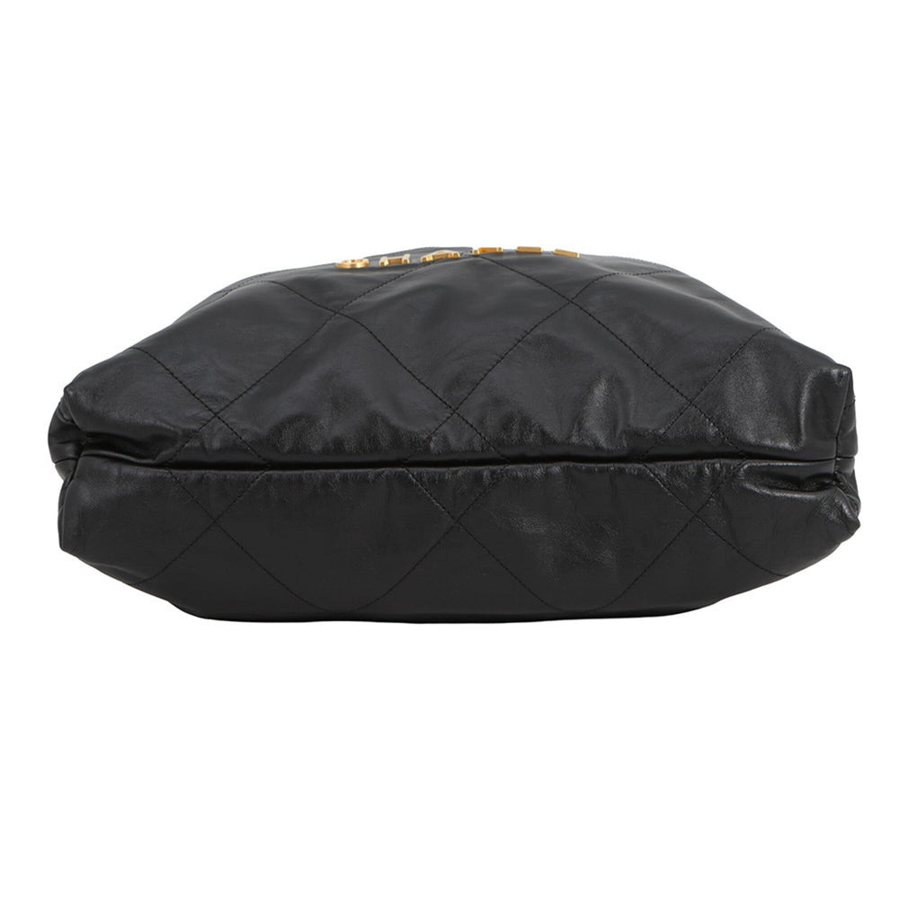 Chanel Backpack, 22 Large, Shiny Calf Leather AS3313, CHANEL Handbag, Black, Women's — Like New