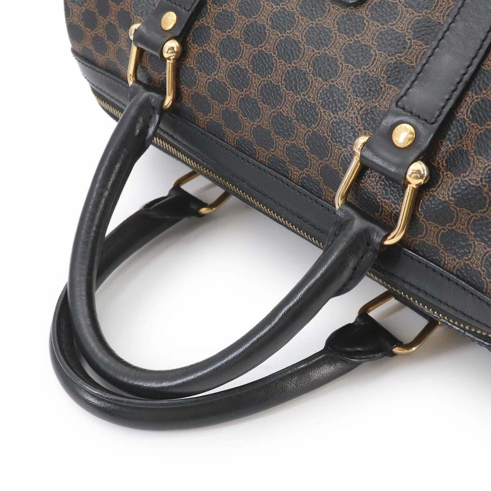 Celine Macadam Boston Handbag, Leather, Black/Brown, Gold Hardware — Like New