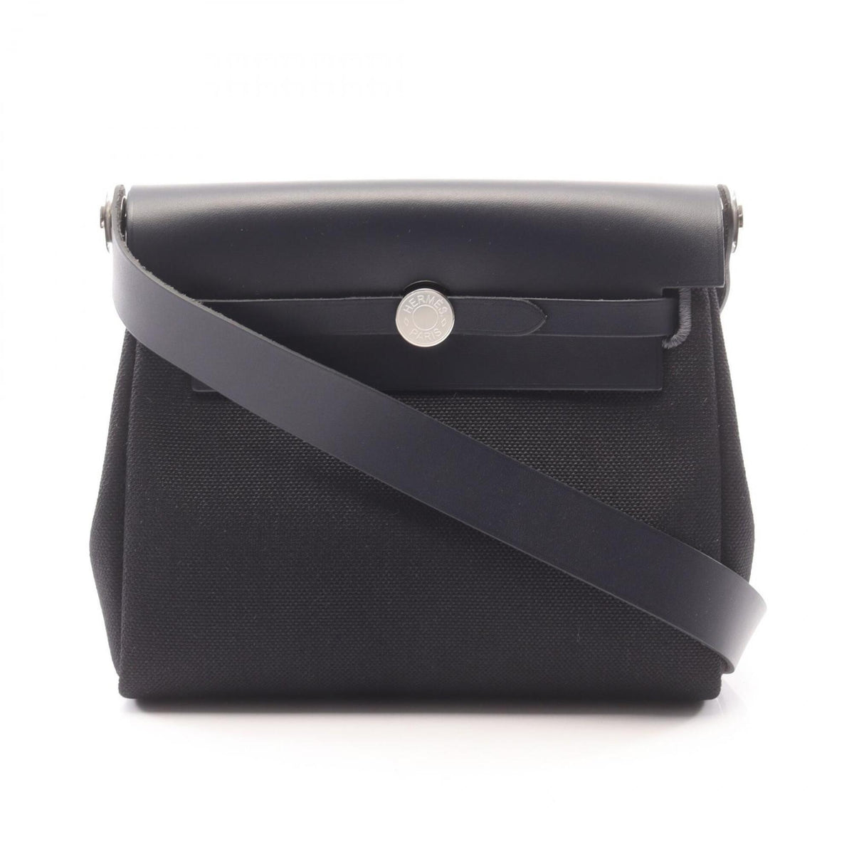 Hermes Herbag Zip Mini Shoulder Bag Handbag Canvas Leather Toile Military Vache Hunter Women's Black/Navy — New - Store Return
