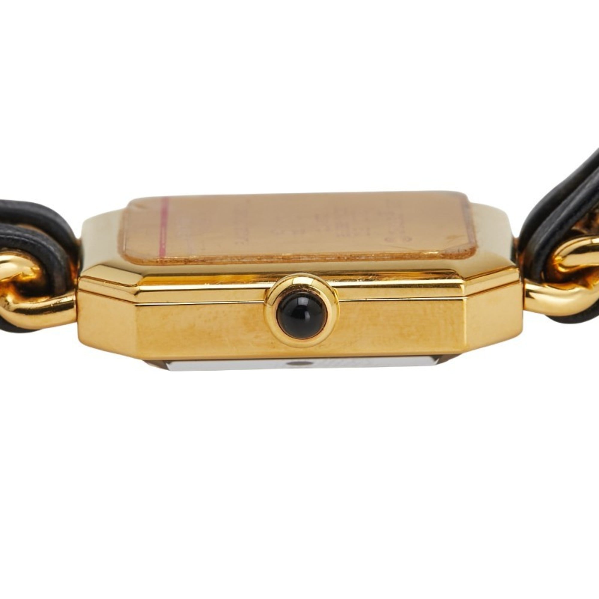 CHANEL Premiere M Quartz Watch with Black Dial and Plated Leather Strap for Women — Good