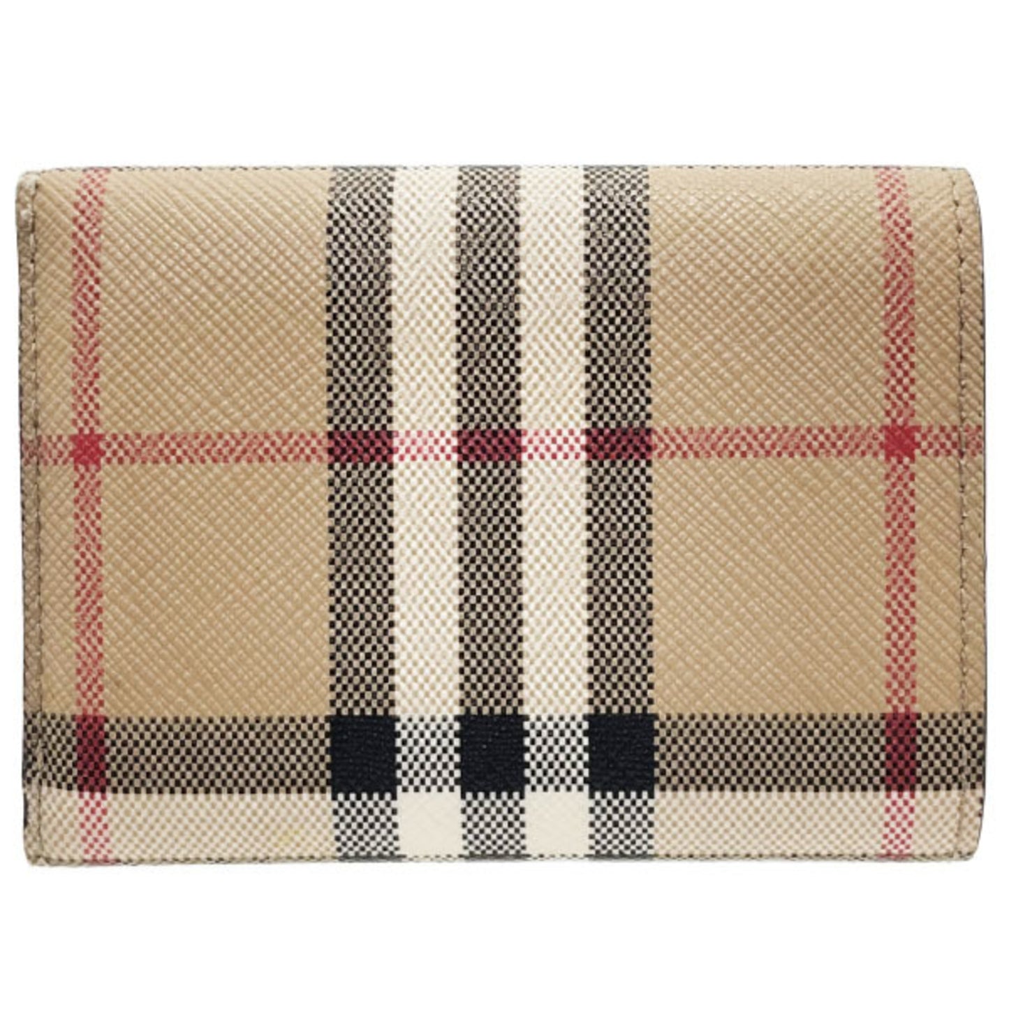 Burberry Check Trifold Wallet, PVC Leather, Beige, Black, BURBERRY Double Wallet AANN-15824