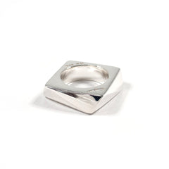 Salvatore Ferragamo Square Ring, Sterling Silver 925, Size 9, Silver, Women's — Like New