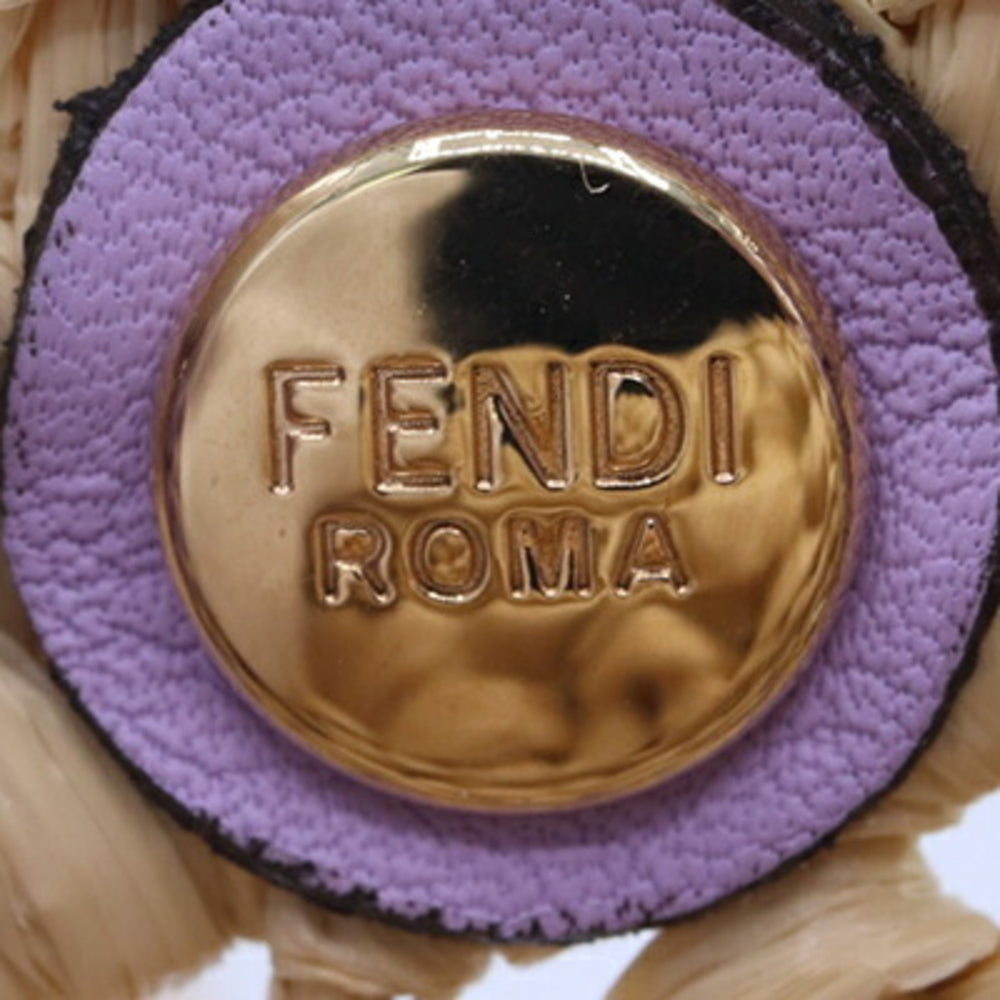 Fendi Pico Bucket Shoulder Pouch in Lavender, Natural Raffia, Leather, and Metal, Earphone Case, Women's FENDI — Like New