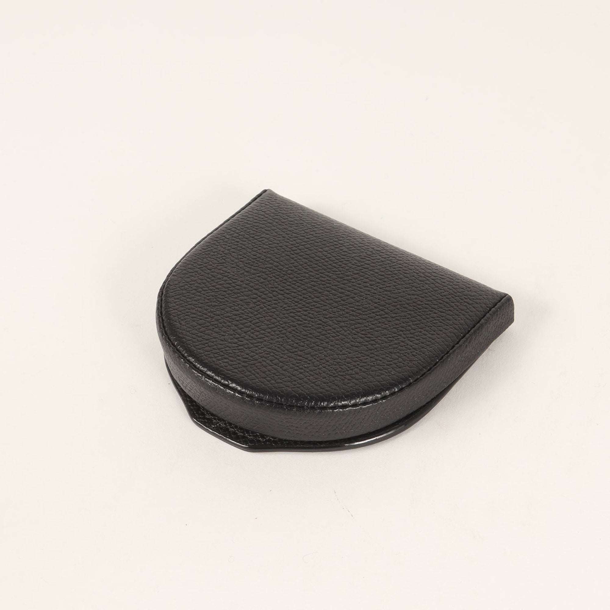 Valextra Horseshoe-Shaped Soft Calfskin Leather Coin Case, Black, Men's Wallet, K4687