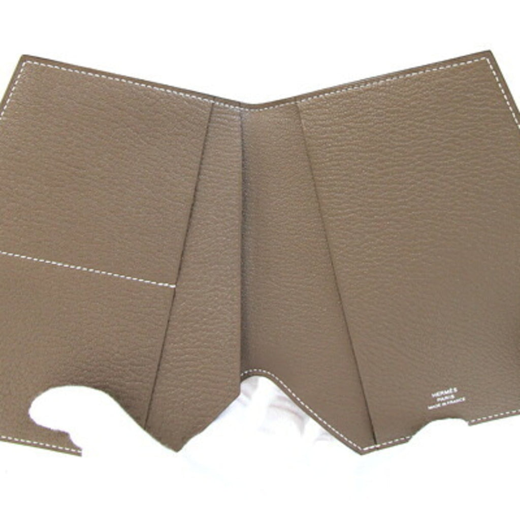 Hermès Bifold Wallet, Clochet Etoupe, Chevre Mysore, U Stamp, Pass Case, Women's, HERMES