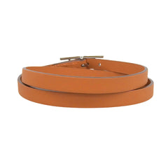 HERMES Api 3 Silver Hardware Triple Strand Leather Bracelet, Orange, Size M, □J Stamp, Women's, with Box — Like New