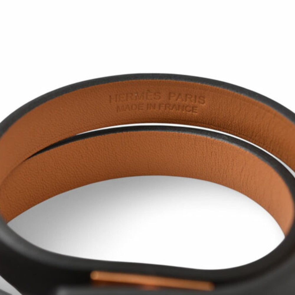 Hermes Kelly Bangle HERMES Leather Double Tour Black/Pink Gold T2 Unused — New - Store Return