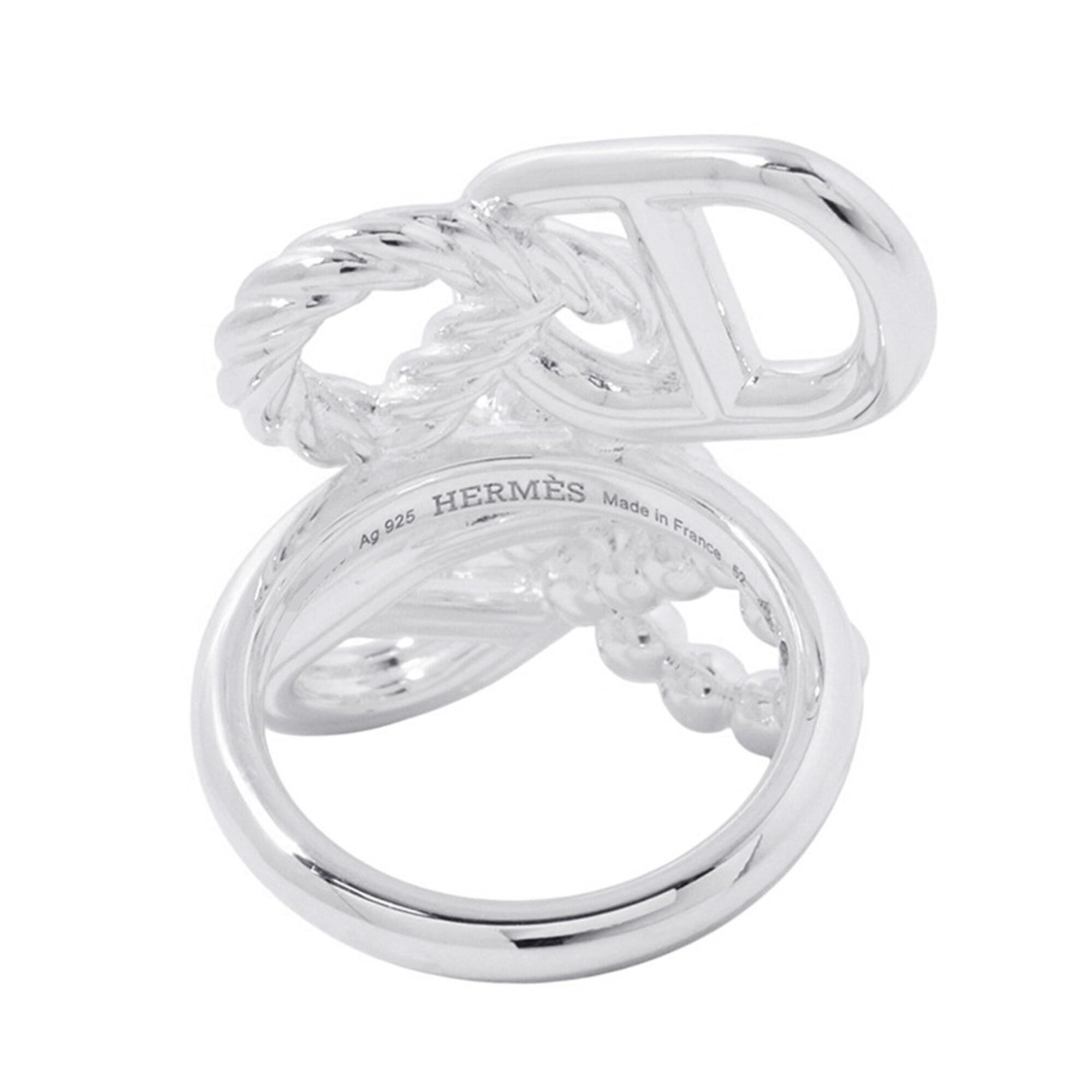 Hermes Chaine d'Ancre A II Multi-Link Ring, SV925 Silver, Ring Size 52. (HERMES ring) — Like New
