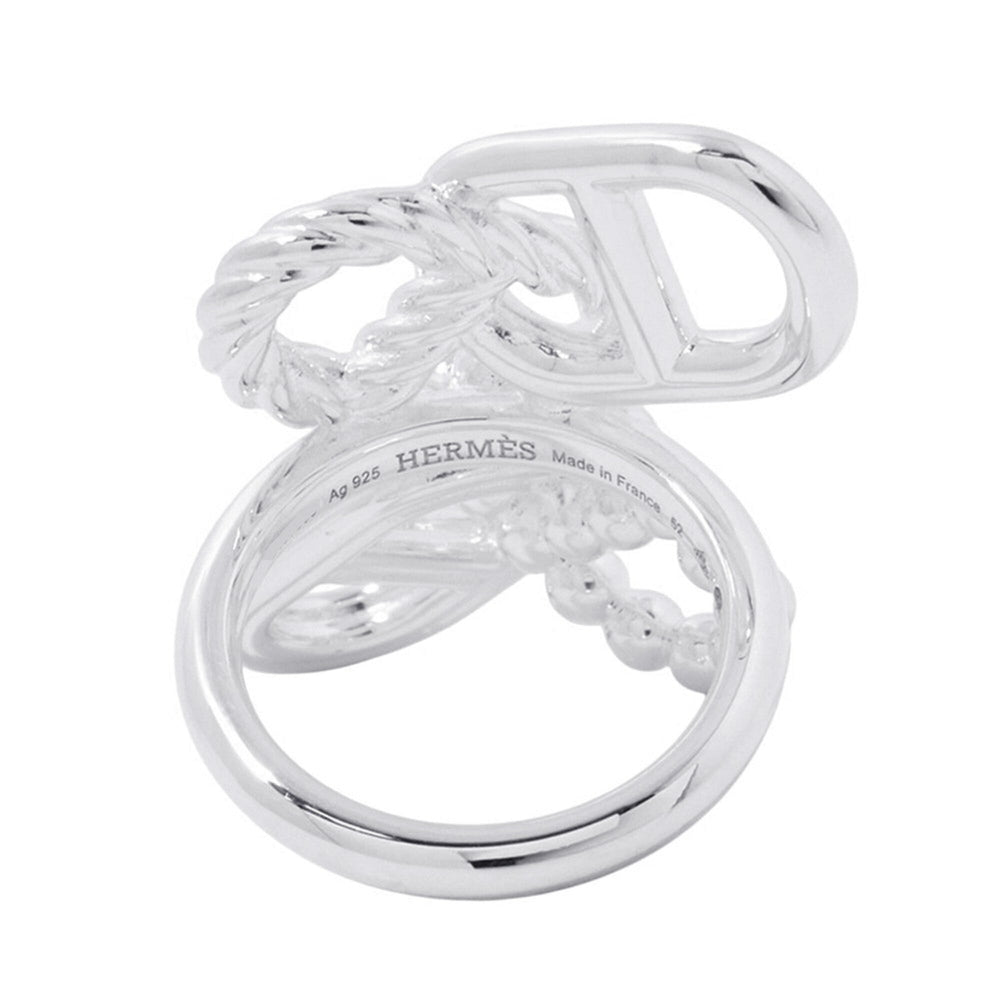 Hermes Chaine d'Ancre A II Multi-Link Ring, SV925 Silver, Ring Size 52. (HERMES ring) — Like New