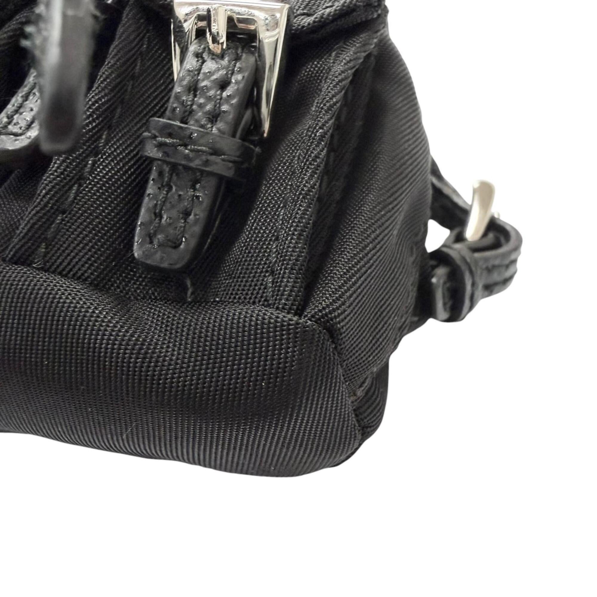 PRADA 2TT205 Triangle Logo Backpack Motif Bag Charm Strap, Black, Made in Italy, Men's, with Box — Like New