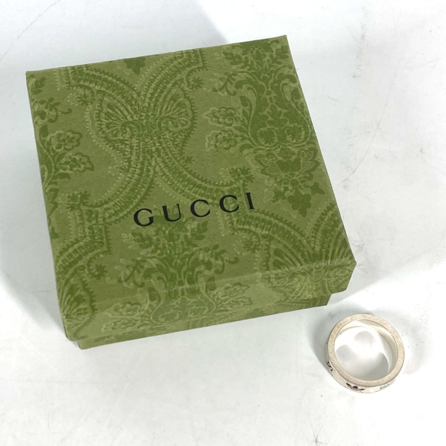 GUCCI 702766 adidas Collaboration Engraved Wide Ring, AG925 Silver, Men's, Size 19