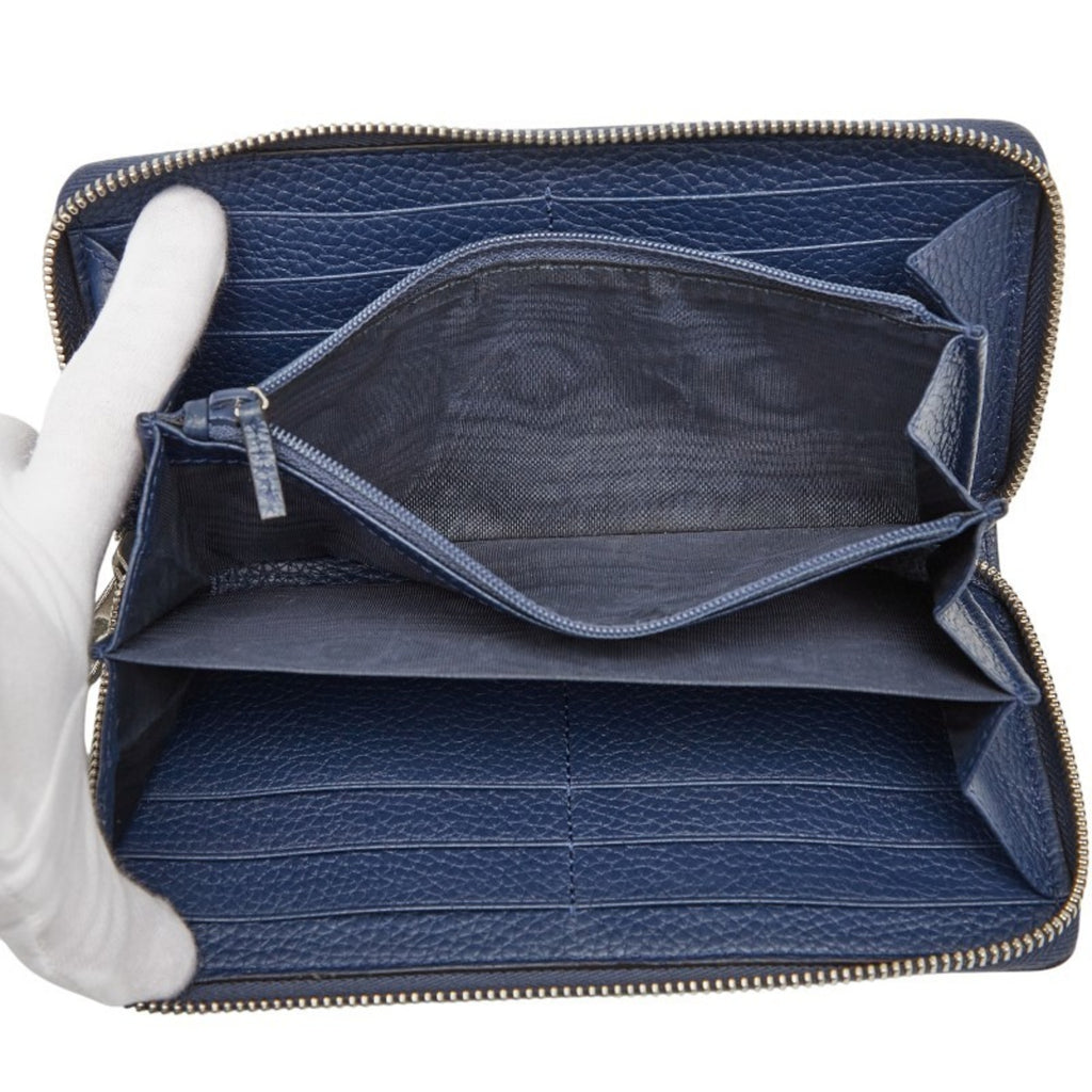 Gucci Jumbo GG Long Wallet with Round Zipper, 825958, Navy Leather, Men's, GUCCI