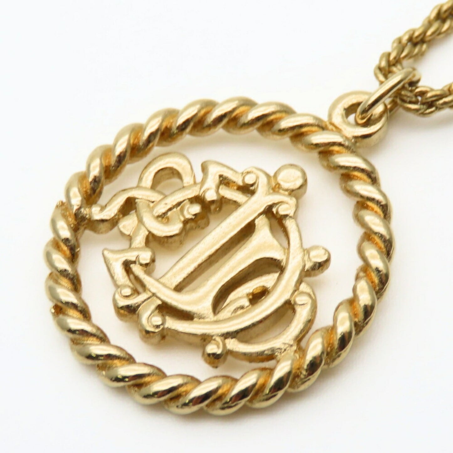 Christian Dior Necklace Emblem Metal Gold GP Plated Women's