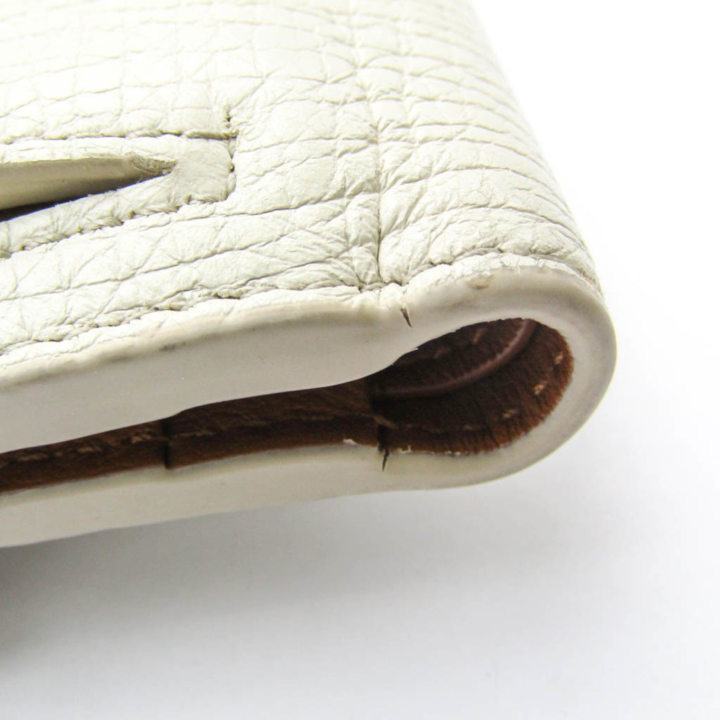 Bottega Veneta Palmerato 576637 Women's Leather Wallet (tri-fold) Off-white