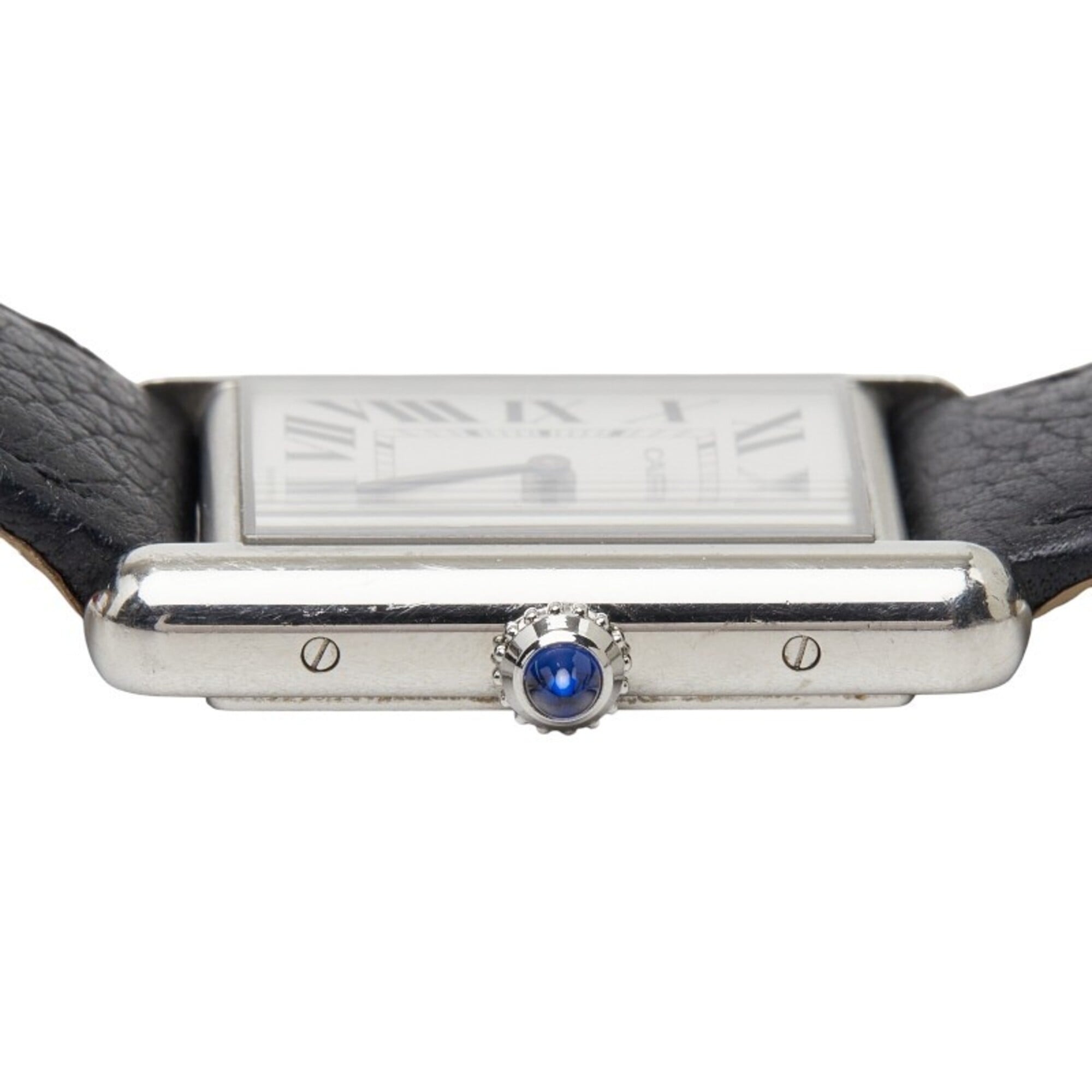 Cartier Tank Must LM WSTA0041 Quartz Watch, White Dial, Stainless Steel Strap, Leather Ladies' Watch — Good