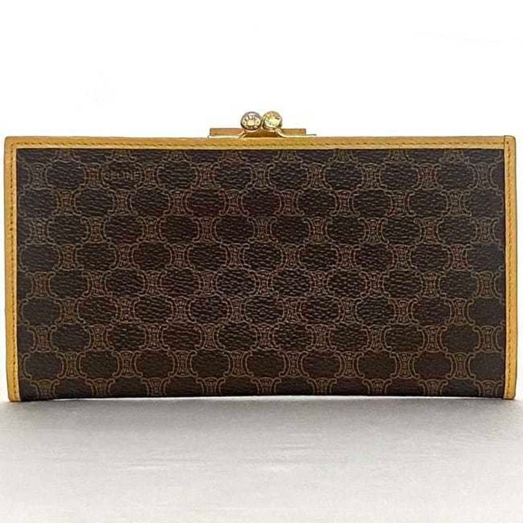 Celine Bi-fold Long Wallet ec-21985 Brown Beige Macadam PVC Leather M13 CELINE Folding