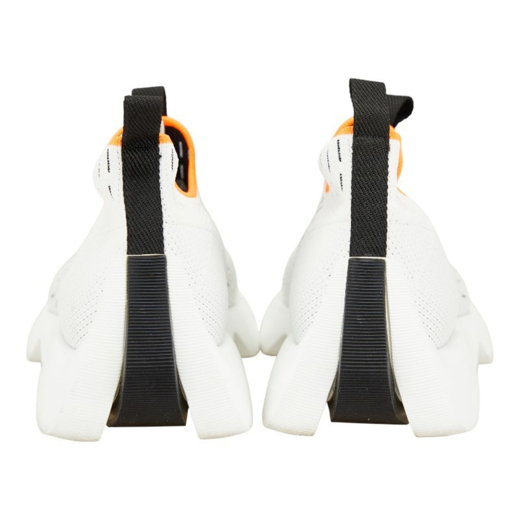 Hermès Eclair Slip-on Sneakers, Size 37, White, Black, Orange, Knit, Women's, HERMES