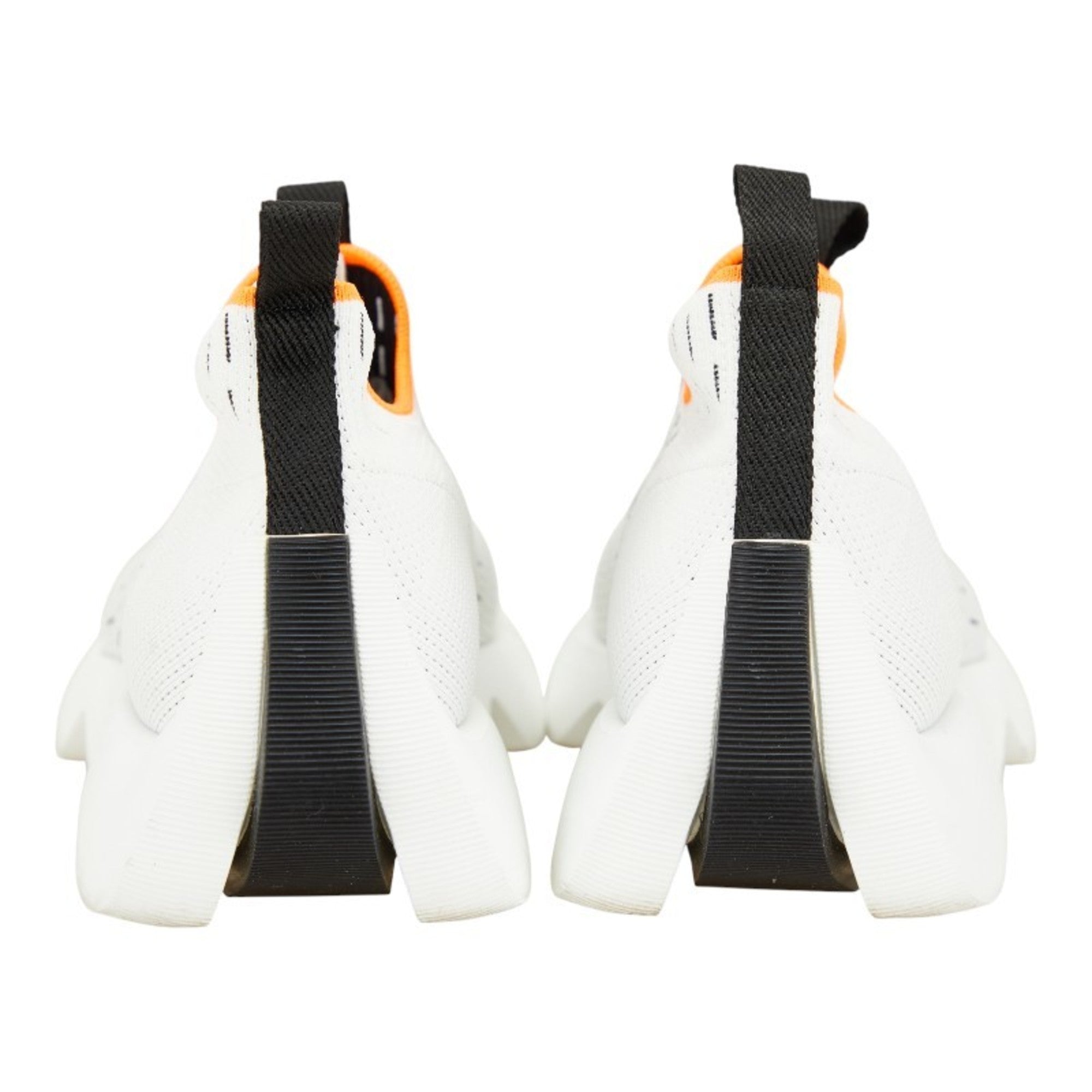 Hermès Eclair Slip-on Sneakers, Size 37, White, Black, Orange, Knit, Women's, HERMES