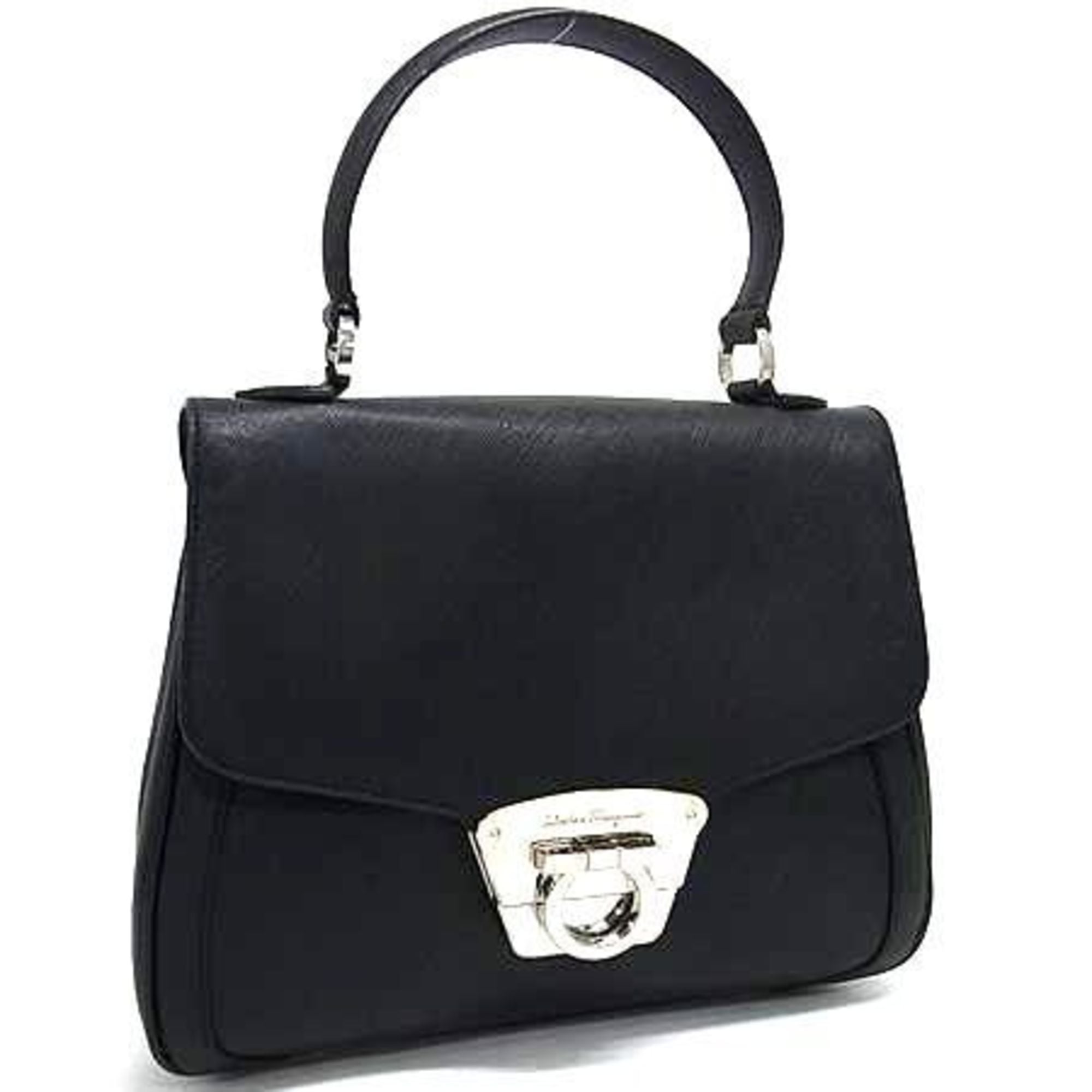 Salvatore Ferragamo Gancini handbag BW21 7000 in black leather for women