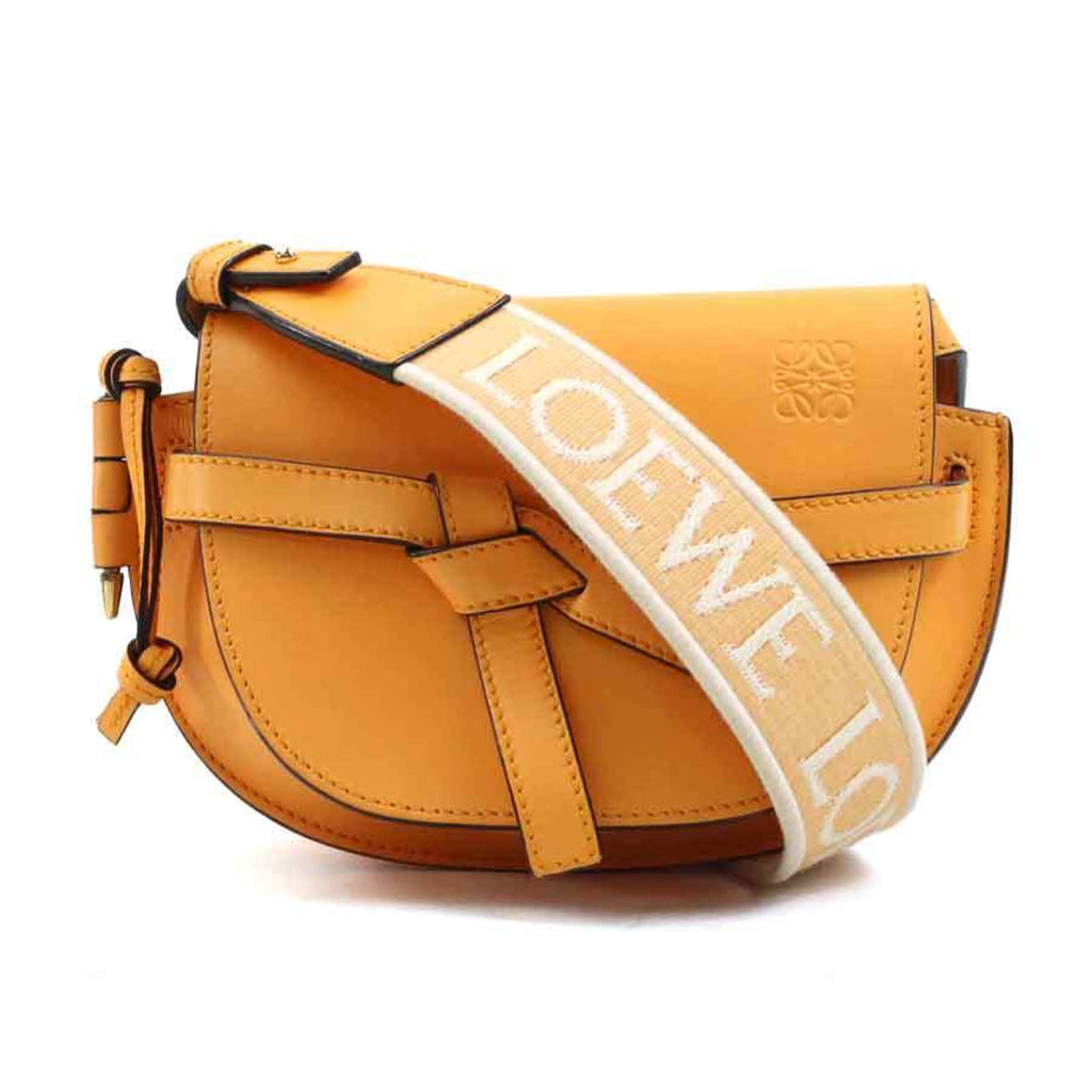 LOEWE Gate Dual Mini Shoulder Bag in Orange Leather, Women's, 90205g