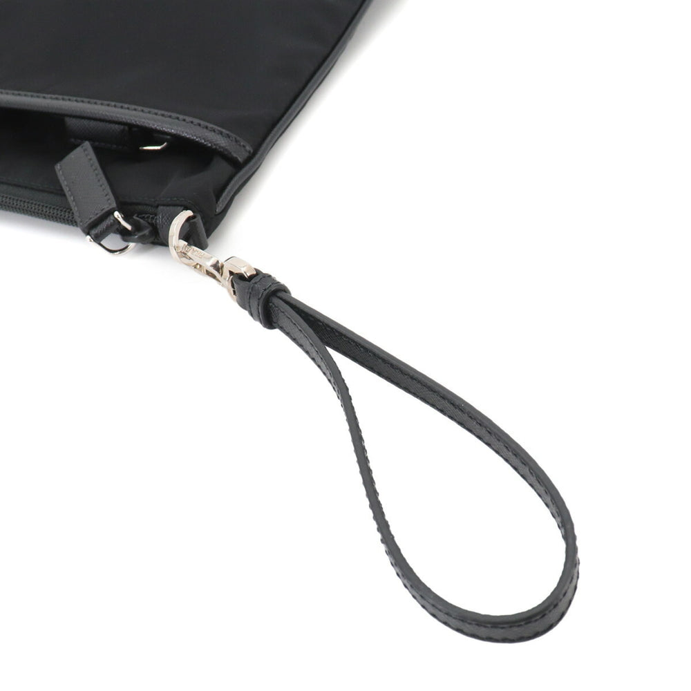 Prada Clutch Handbag, Nylon & Saffiano Leather, Black, 2VN012 — Like New