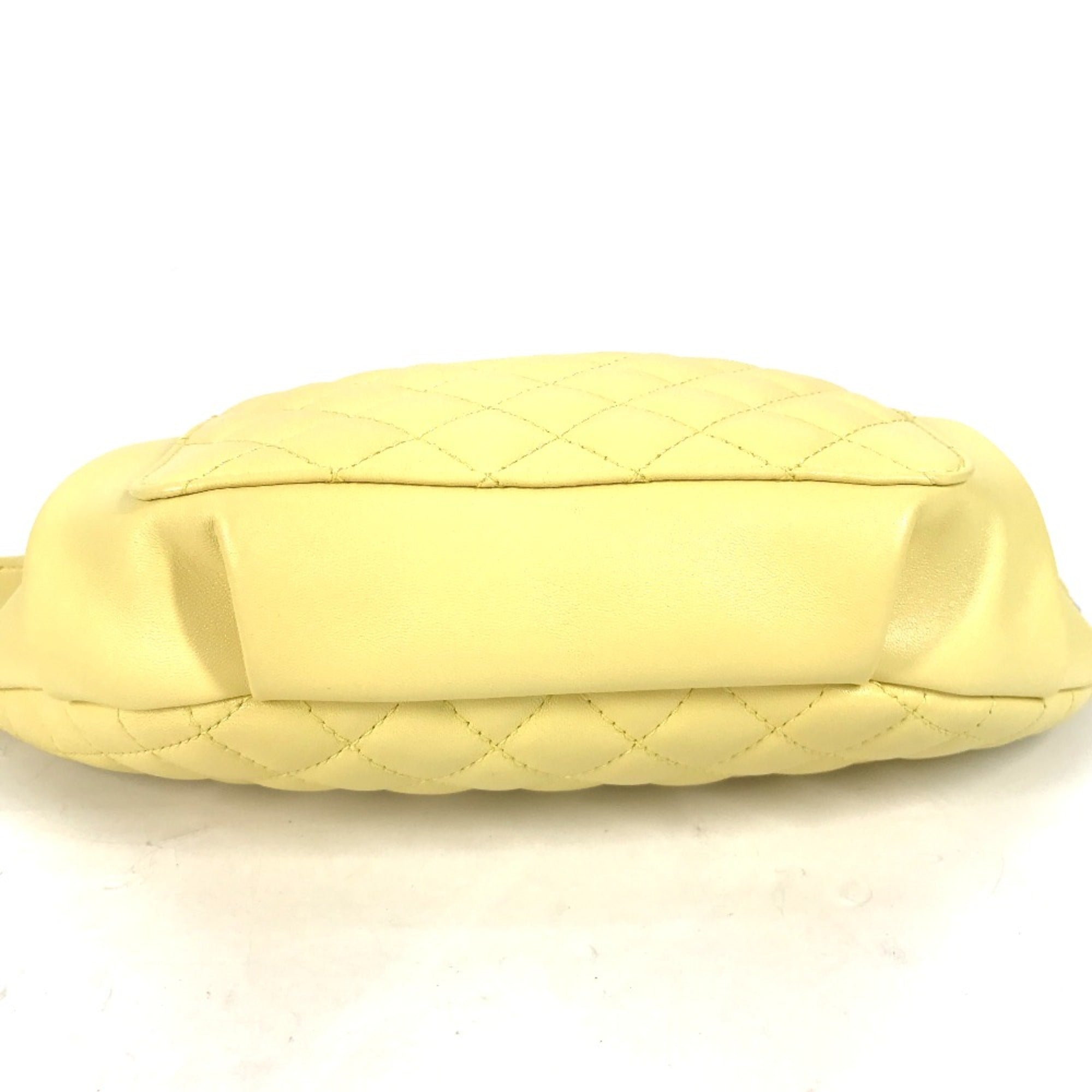Chanel A57832 Chain Belt Bag Waist Pouch Bag Cross Quilted Matelasse body bag yellow GoldHardware — Like New