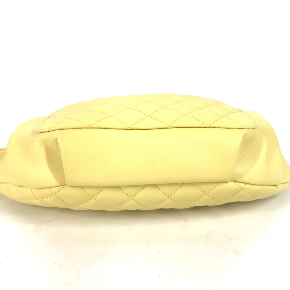 Chanel A57832 Chain Belt Bag Waist Pouch Bag Cross Quilted Matelasse body bag yellow GoldHardware — Like New
