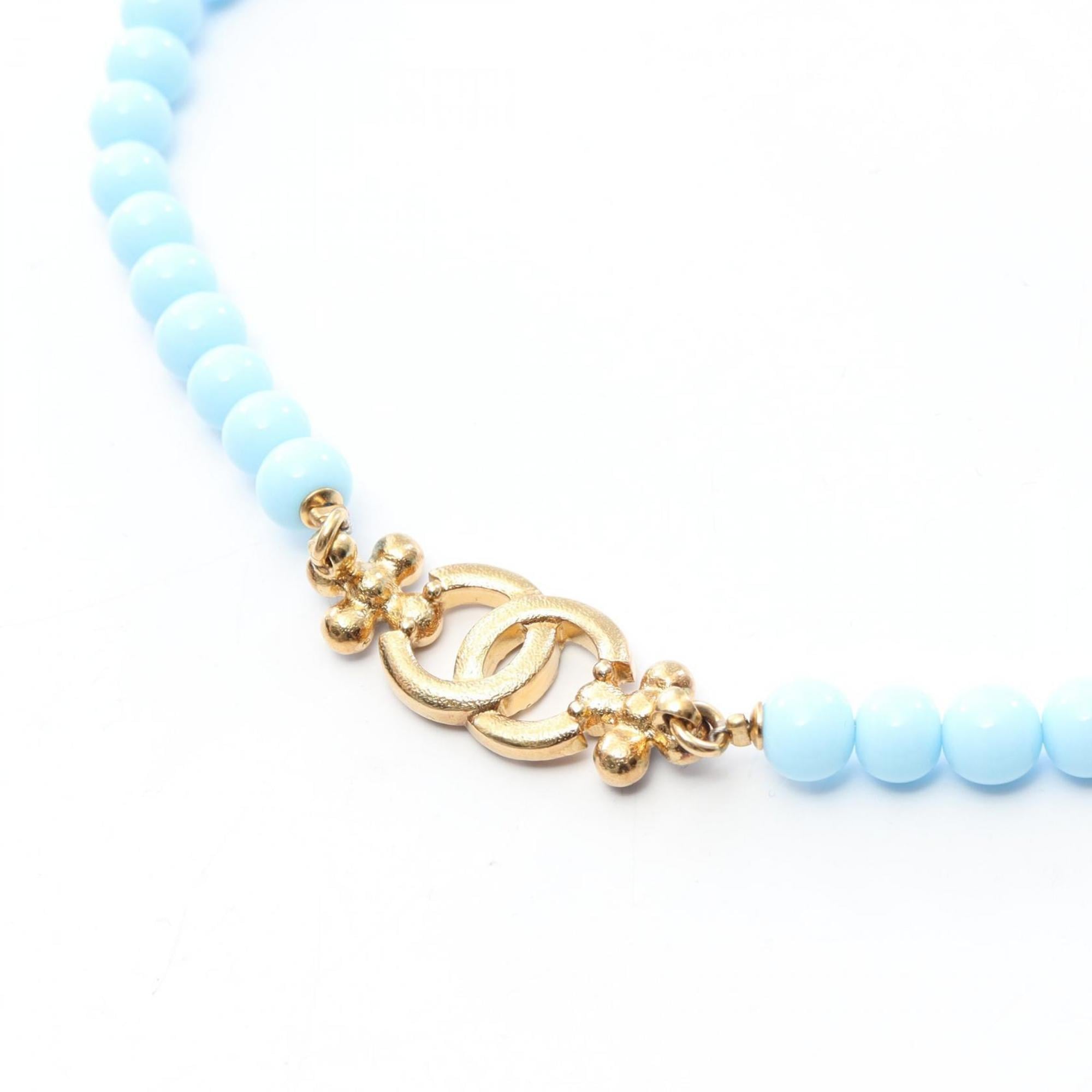 Chanel Coco Mark Choker Accessory, GP (Gold Plated), Rhinestones, Plastic, Women's, Gold, Black, Blue