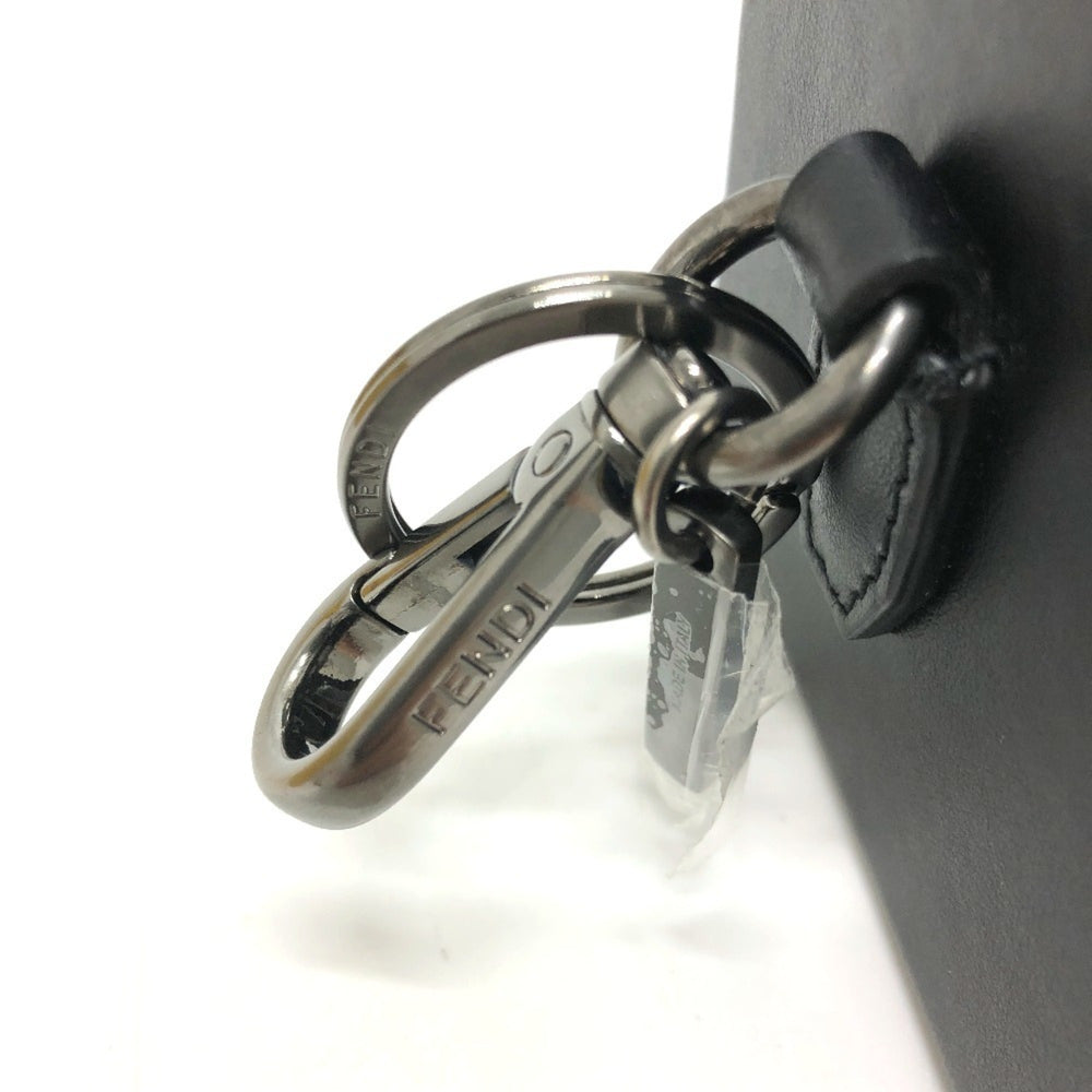 FENDI 7AR894 Logo/Accessory Mini Box Charm Keychain Leather Women's Black Like New — Like New