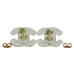 01P CHANEL Chanel Coco Mark Turnlock Plastic Earrings Mint Green Women's — Like New