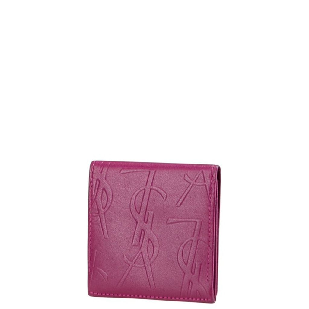 Saint Laurent YSL logo wallet/coin case, purple leather, women's, SAINT LAURENT