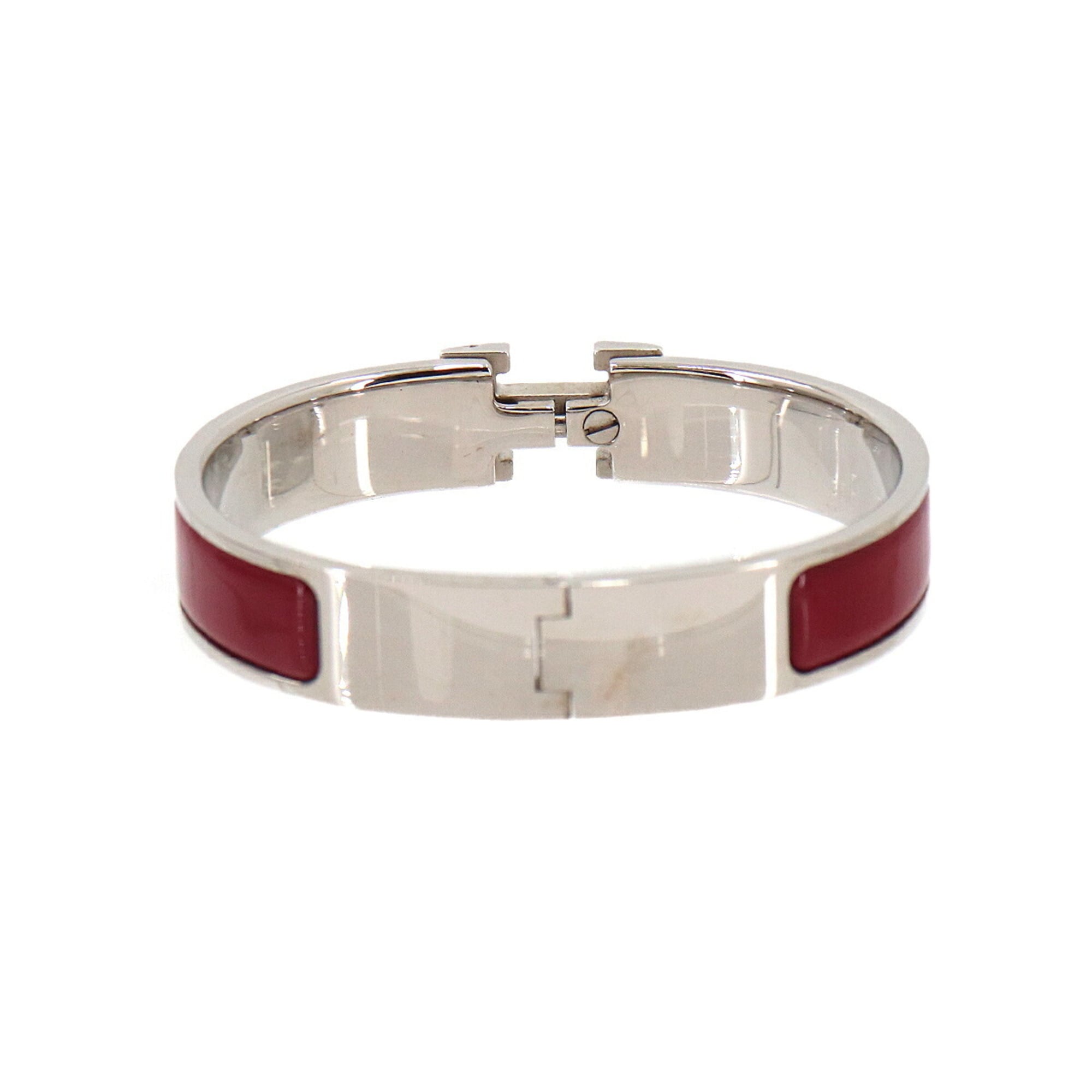 Hermes Clic H PM Bangle, Red and Silver — Like New