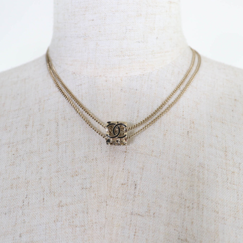 CHANEL A22K Coco Mark Cube Necklace Pendant, Gold, Made in Italy, Weight: 15g, Women's — Like New