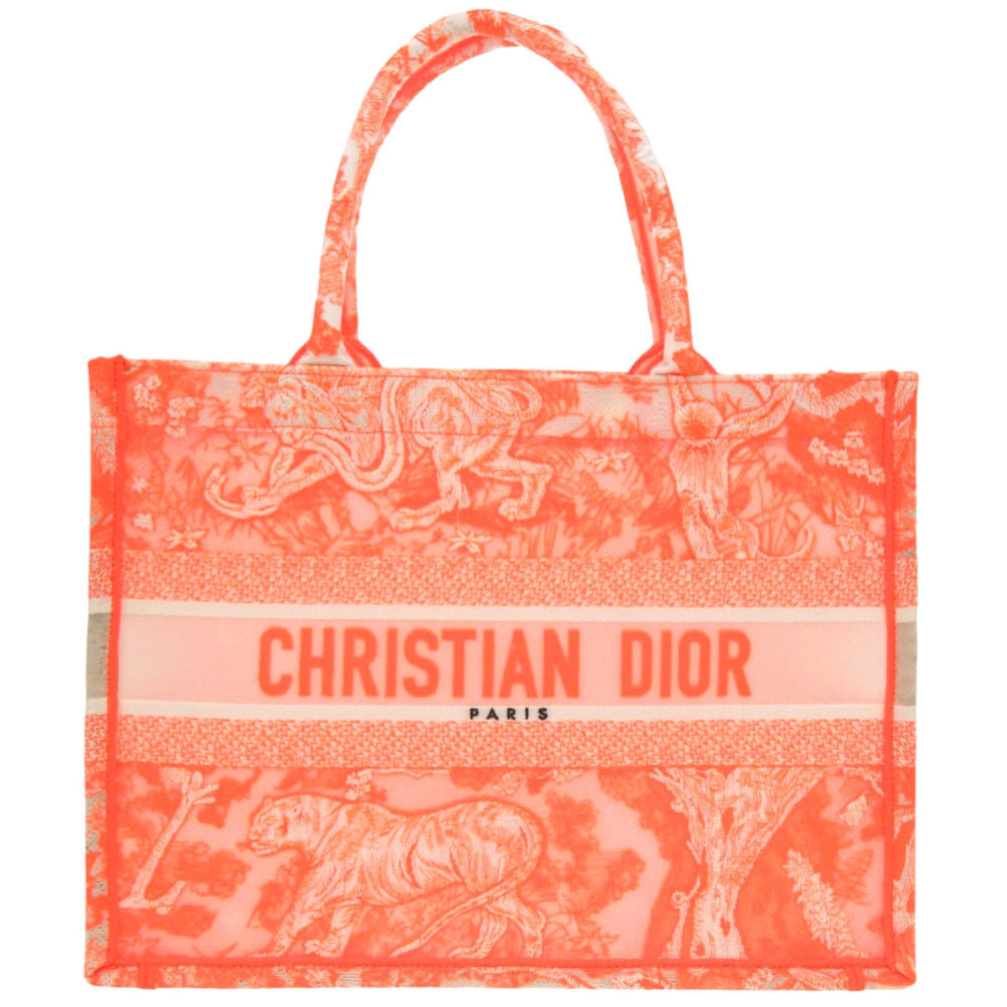 Like new Christian Dior Book Tote Toile de Jouy Embroidery Medium M1296ZROC_M057 Mesh Jacquard Orange Handbag 0751Christian — Like New