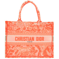 Like new Christian Dior Book Tote Toile de Jouy Embroidery Medium M1296ZROC_M057 Mesh Jacquard Orange Handbag 0751Christian — Like New