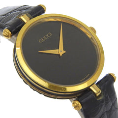 Gucci Sherry Line Watch, Gold Plated, Quartz, Analog, Black Dial, Men's — Good