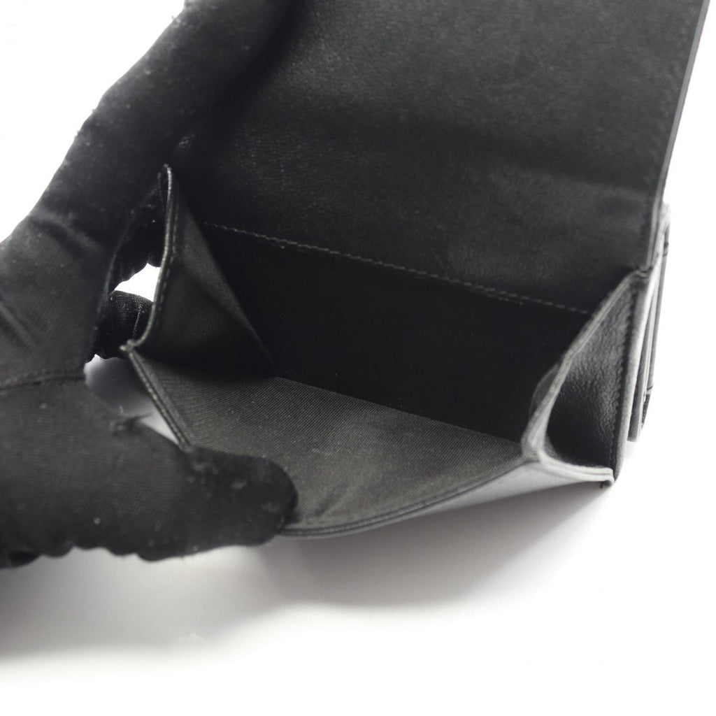 CHANEL Coco Mark Tri-fold Wallet Leather Women's Black