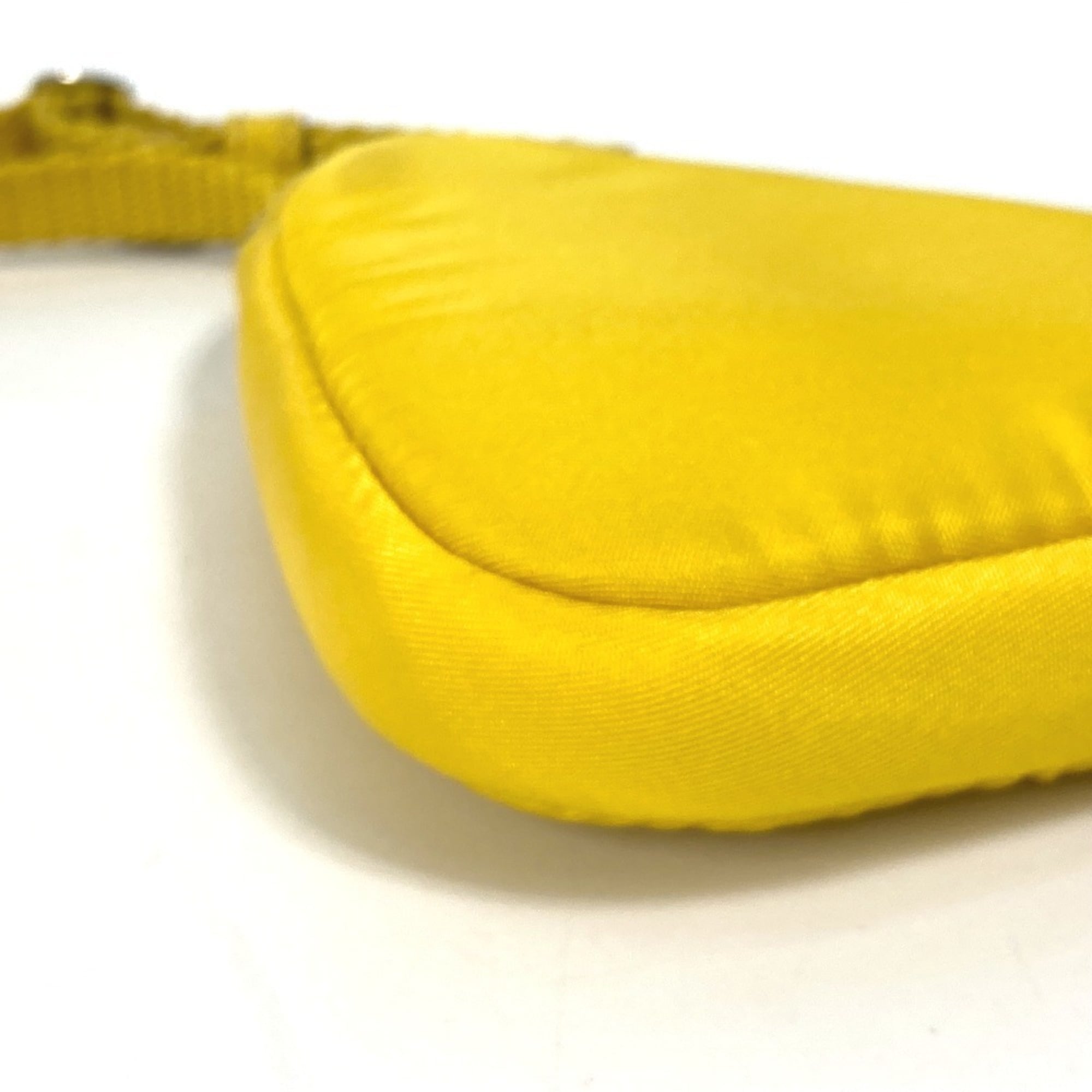 PRADA 2TT140 Triangle Plate Re Nylon with Neck Strap Key Ring Pouch Men's Yellow — New - Store Return